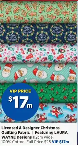 Spotlight Licensed & Designer Christmas Quilting Fabric Featuring LAURA WAYNE Designs offer