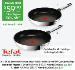 Harris Scarfe Tefal Emotion Flavors Induction Stainless Steel Oil Concentrating Non Stick Frypan offer