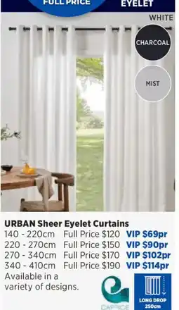 Spotlight Urban Sheer Eyelet Curtains offer