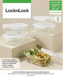 Harris Scarfe LOCK & LOCK Euro Glass Prep 5 Piece Food Storage Set offer