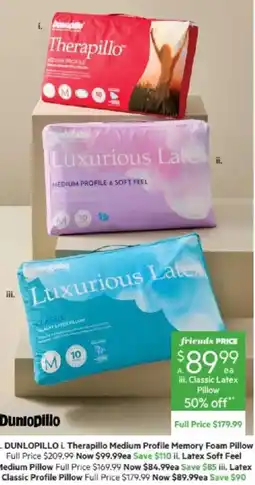 Harris Scarfe DUNLOPILLO Therapillo Medium Profile Memory Foam Pillow offer