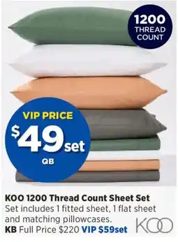 Spotlight KOO 1200 Thread Count Sheet Set offer