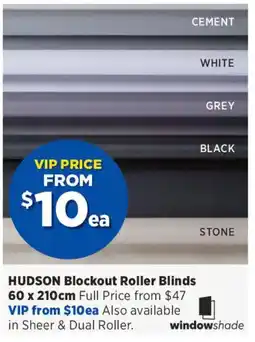 Spotlight Hudson Blockout Roller Blinds offer