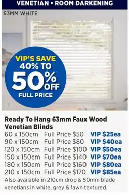 Spotlight Ready To Hang 63mm Faux Wood Venetian Blinds offer