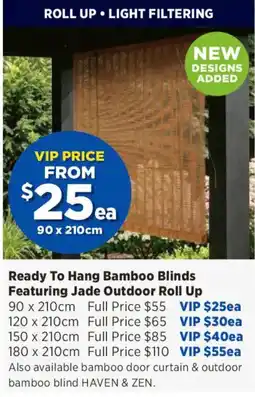 Spotlight Ready To Hang Bamboo Blinds Featuring Jade Outdoor Roll Up offer