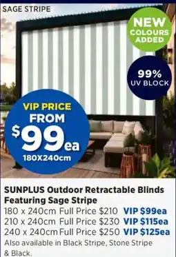 Spotlight Sunplus Outdoor Retractable Blinds Featuring Sage Stripe offer