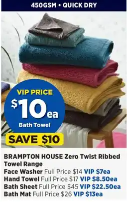 Spotlight Brampton House Zero Twist Ribbed Towel Range offer