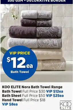 Spotlight KOO ELITE Nora Bath Towel Range Bath Towel offer