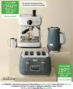 Harris Scarfe Sunbeam Mini Barista Espresso Coffee Machine offer