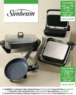 Harris Scarfe SUNBEAM Café Style 2 Slice Sandwich Press offer
