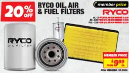 Autobarn Ryco oil, air & fuel filters offer