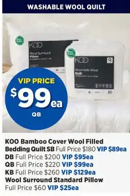 Spotlight KOO Bamboo Cover Wool Filled Bedding Quilt QB offer
