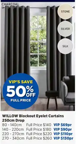 Spotlight Willow Blockout Eyelet Curtains offer
