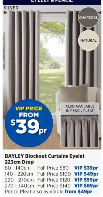 Bayley Blockout Curtains Eyelet