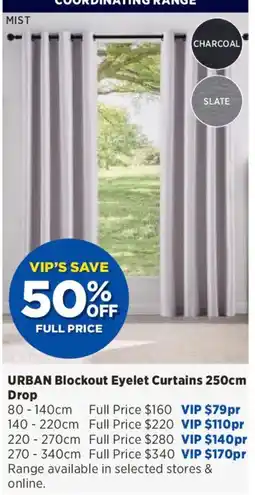 Spotlight Urban Blockout Eyelet Curtains 250cm Drop offer