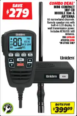 Autobarn Uniden Mini Compact UHF CB Mobile X86 & Antenna offer