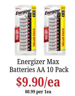 Farmer Jack's Energizer Max Batteries AA offer