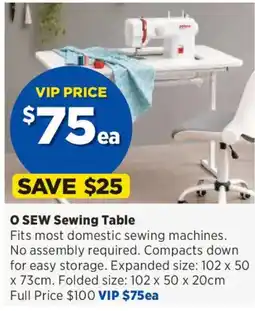 Spotlight O SEW Sewing Table offer
