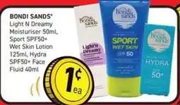 Chemist King Bondi Sands Light N Dreamy Moisturiser, Sport Wet Skin Lotion, Hydra Face Fluid offer