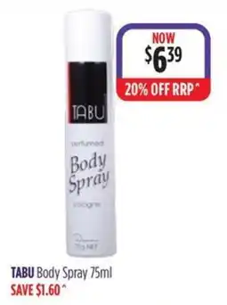 Wizard Pharmacy Tabu Body Spray offer