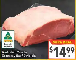 Supa Valu Australian Whole Economy Beef Striploin offer