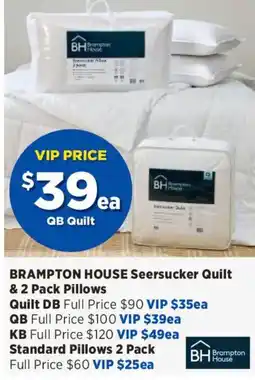 Spotlight Brampton House Seersucker Quilt & 2 Pack Pillows offer