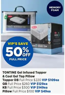 Spotlight TONTINE Gel Infused Topper & Cool Gel Top Pillow offer