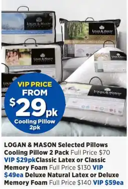 Spotlight LOGAN & MASON Selected Pillows Cooling Pillow 2 Pack offer