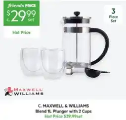 Harris Scarfe C. MAXWELL & WILLIAMS Blend 1L Plunger with 2 Cups offer