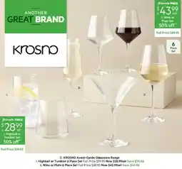 Harris Scarfe KROSNO Avant-Garde Glassware Range offer