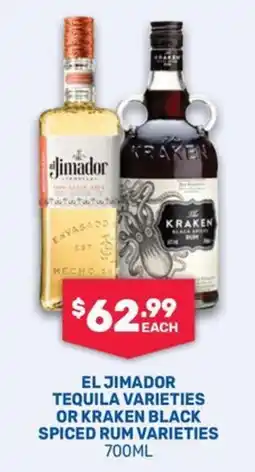 Bottlemart El Jimador Tequila Varieties or Kraken Black Spiced Rum Varieties offer