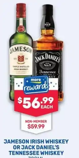 Bottlemart Jameson Irish Whiskey or Jack Daniel's Tennessee Whiskey offer
