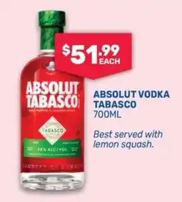 Bottlemart Absolut Vodka Tabasco offer