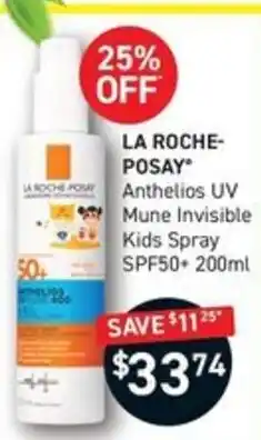 Chemist King La Roche-Posay Anthelios UV Mune Invisible Kids Spray offer