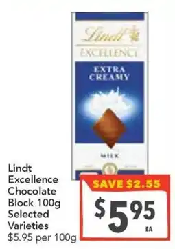 Supa Valu Lindt Excellence Chocolate Block offer