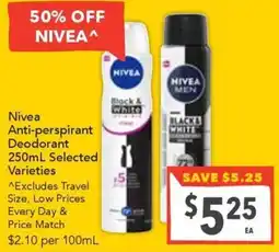 Supa Valu Nivea Anti-perspirant Deodorant 250mL Varieties offer