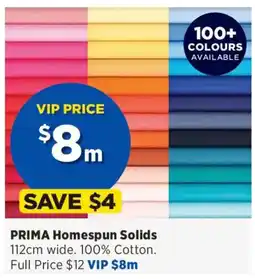 Spotlight Prima Homespun Solids offer