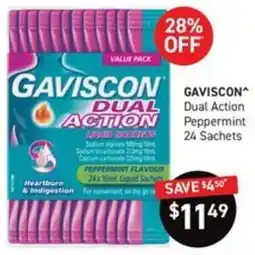 Chemist King Gaviscon Dual Action Liquid Sachets offer