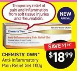 Chemist King Chemists' Own Anti-Inflammatory Pain Relief Gel offer
