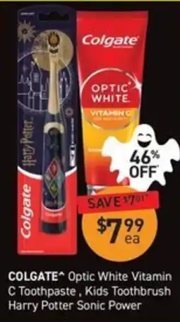 Chemist King Colgate Optic White Vitamin C Toothpaste, Kids Toothbrush Harry Potter Sonic Power offer