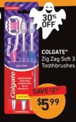Chemist King Colgate Zig Zag Soft 3 Toothbrushes offer