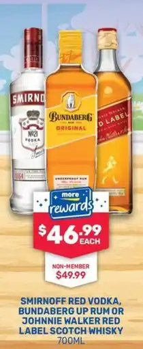 Bottlemart Smirnoff Red Vodka, Bundaberg Up Rum or Johnnie Walker Red Label Scotch Whisky offer