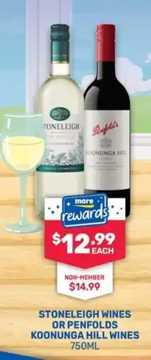 Bottlemart Stoneleigh Wines or Penfolds Koonunga Hill Wines offer