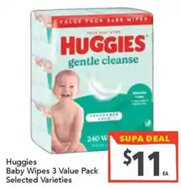 Supa Valu Huggies Baby Wipes 3 Value Pack Selected Varieties offer
