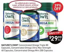Chemist King Nature's Own Concentrated Omega Triple 80 Capsules, Concentrated Omega Ultra Max Strength 40 Capsules offer