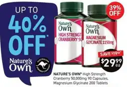 Chemist King Nature's Own High Strength Cranberry 50,000mg 90 Capsules, Magnesium Glycinate 200 Tablets offer