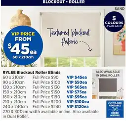 Spotlight Rylee Blockout Roller Blinds offer