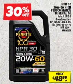 Autobarn Penrite HPR 30 20W-60 High Performance Mineral offer