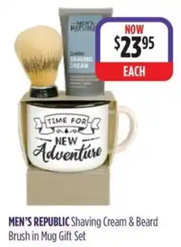 Wizard Pharmacy MEN'S REPUBLIC Shaving Cream & Beard Brush in Mug Gift Set offer