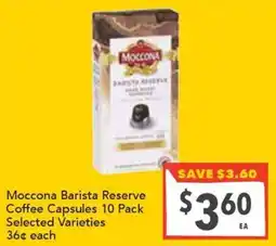 Supa Valu Moccona Barista Reserve Coffee Capsules offer